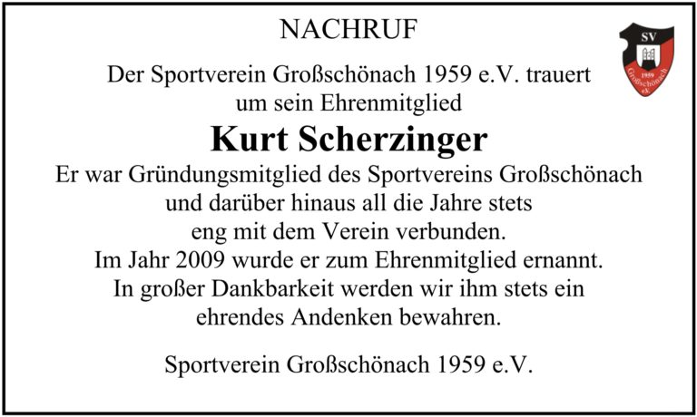 Nachruf Kurt Scherzinger